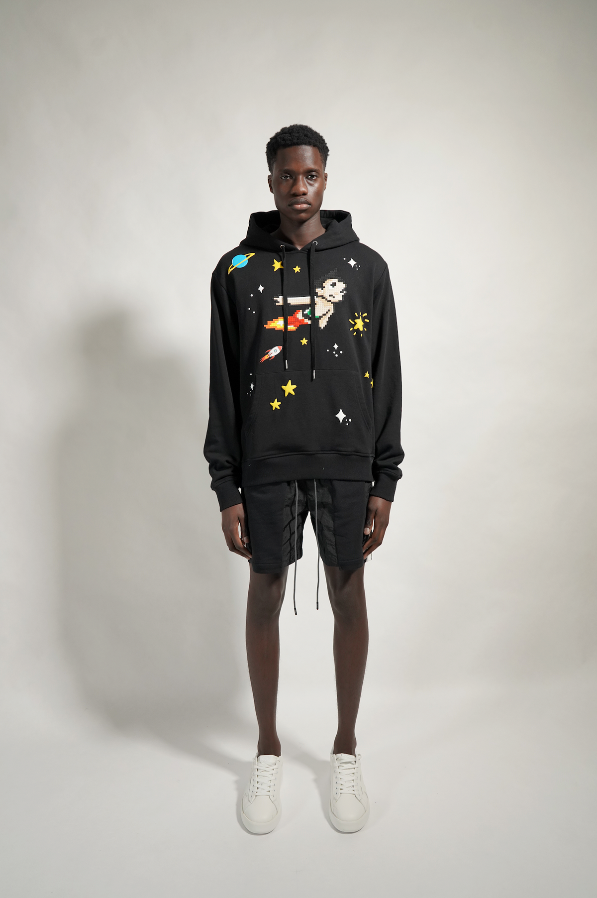 YAMASHITA × I.F.C OUTER SPACE HOODI Broken Planet Outer Space Zip Up Hoodie Black Men's - US